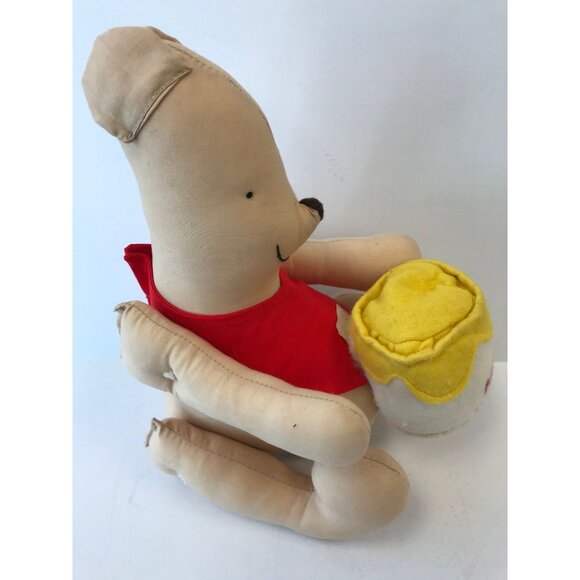 Vintage Handmade Winnie The Pooh Bear With Hunny Jar 1970's Fully Jointed - Picture 7 of 10